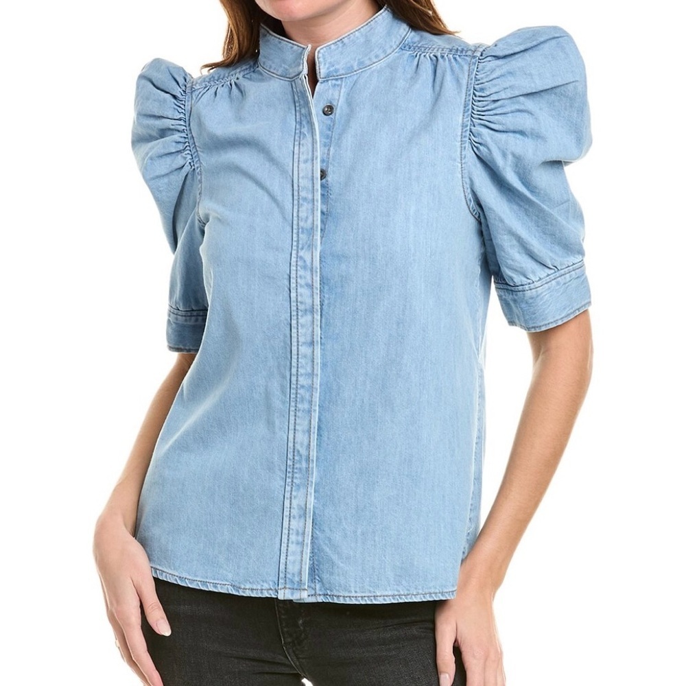 Frame Denim Gillian puff sleeve denim blouse NEW